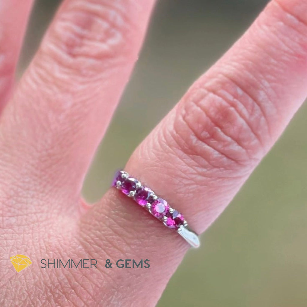 Rhodolite Garnet 925 Silver Adjustable Ring (Love And Energy) Rings