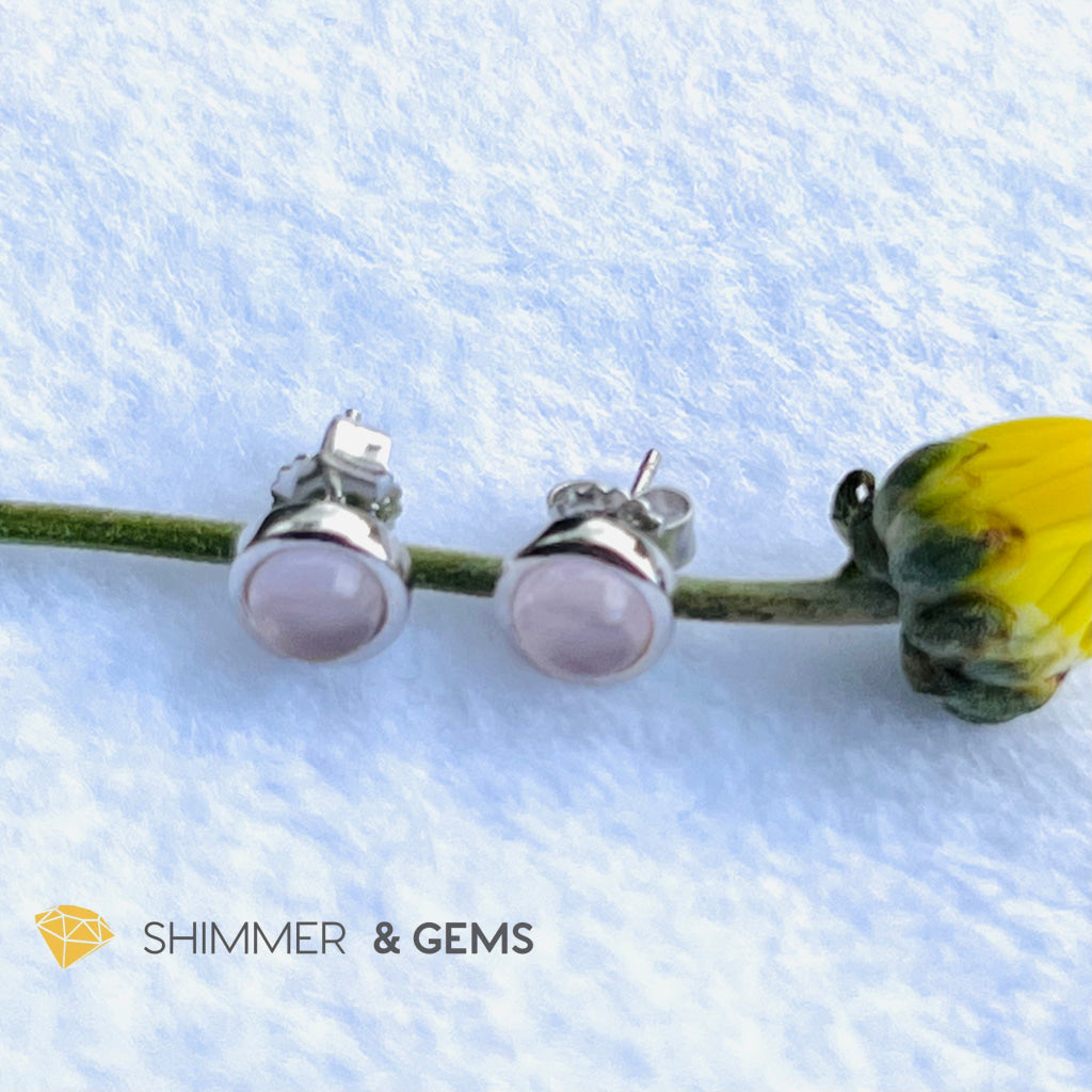 Rose Quartz 6Mm Round Earrings (Love And Harmony)