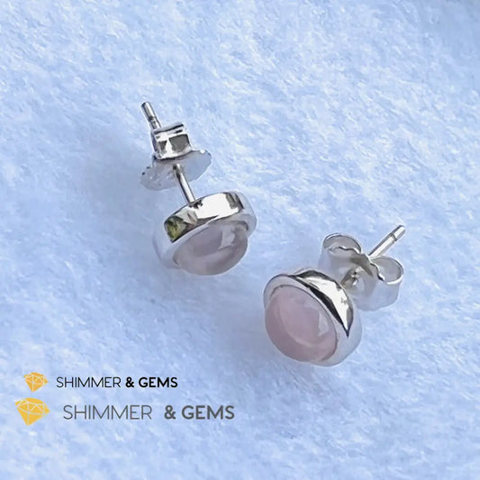 Rose Quartz 6Mm Round Earrings (Love And Harmony)