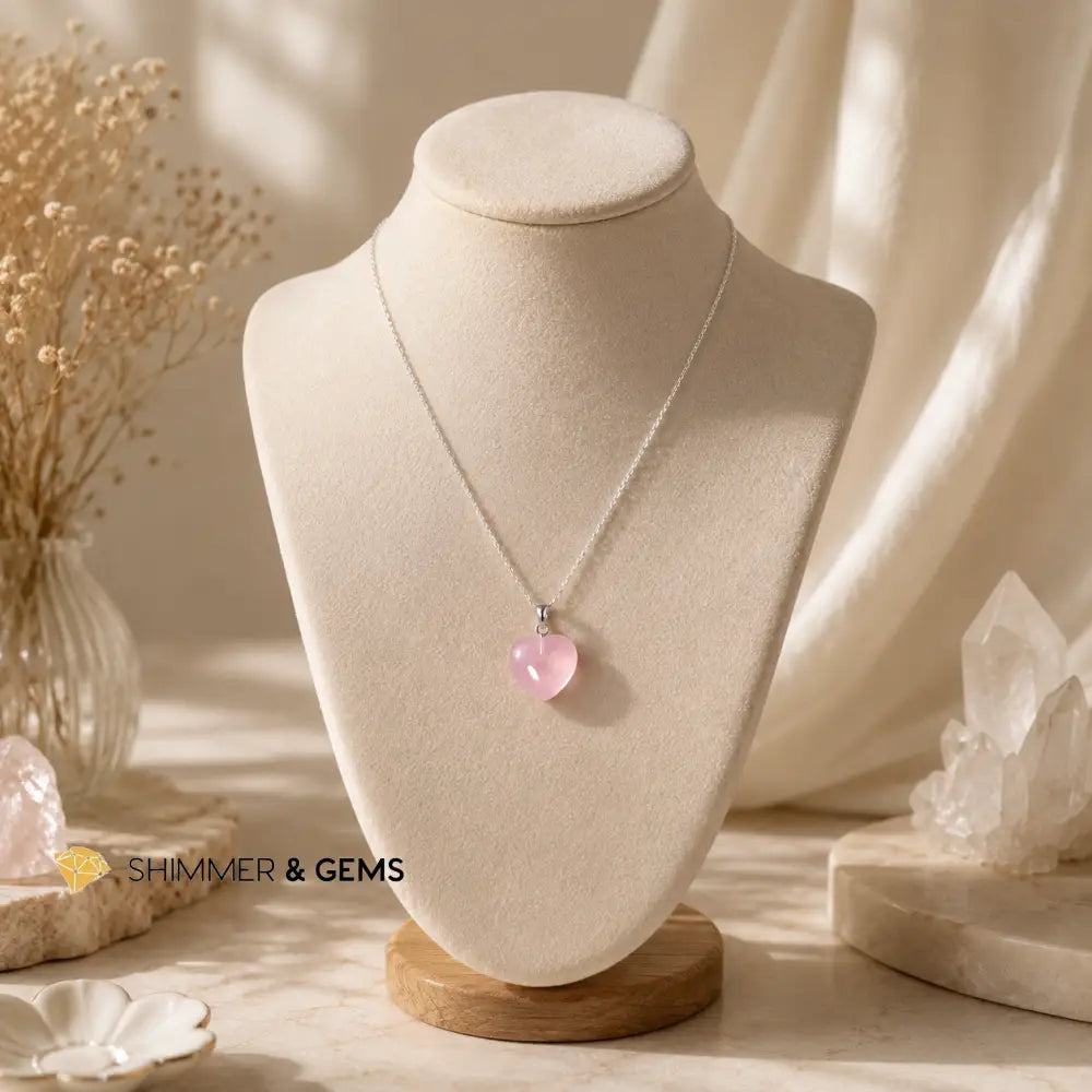 Rose Quartz Heart 12mm Pendant - 12mm Pendant