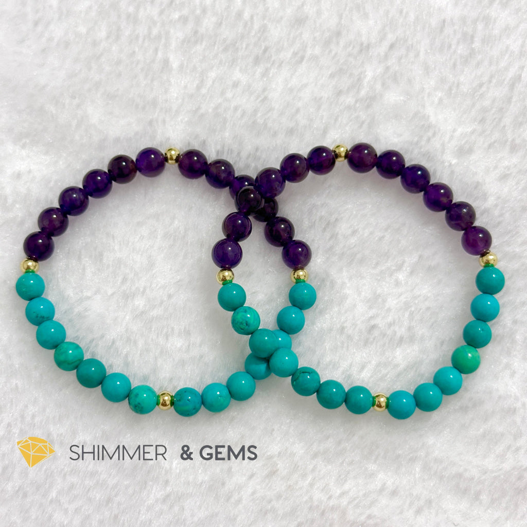 Sheep Animal Zodiac 2024 Goodluck Bracelet (Turquoise & Amethyst) Feng Shui