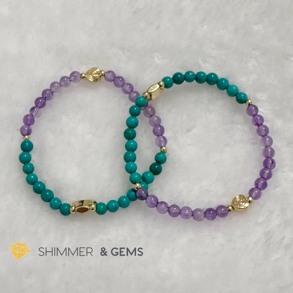 Sheep Animal Zodiac 2024 Goodluck Bracelet (Turquoise & Amethyst) Feng Shui