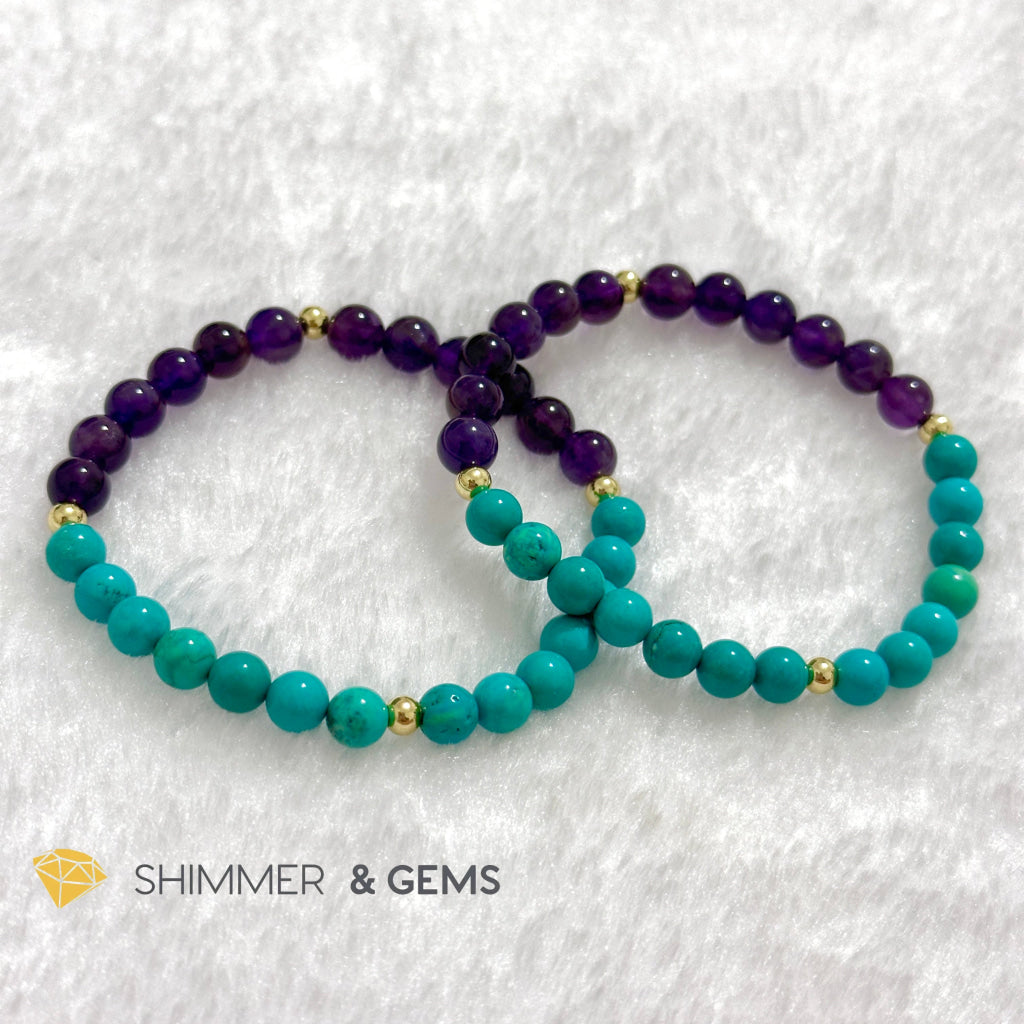 Sheep Animal Zodiac 2024 Goodluck Bracelet (Turquoise & Amethyst) Feng Shui