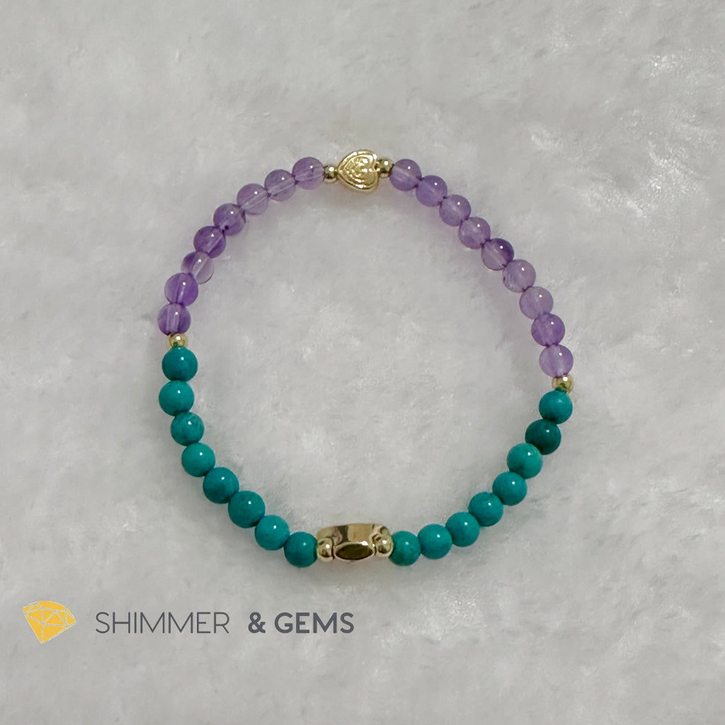 Sheep Animal Zodiac 2024 Goodluck Bracelet (Turquoise & Amethyst) Feng Shui