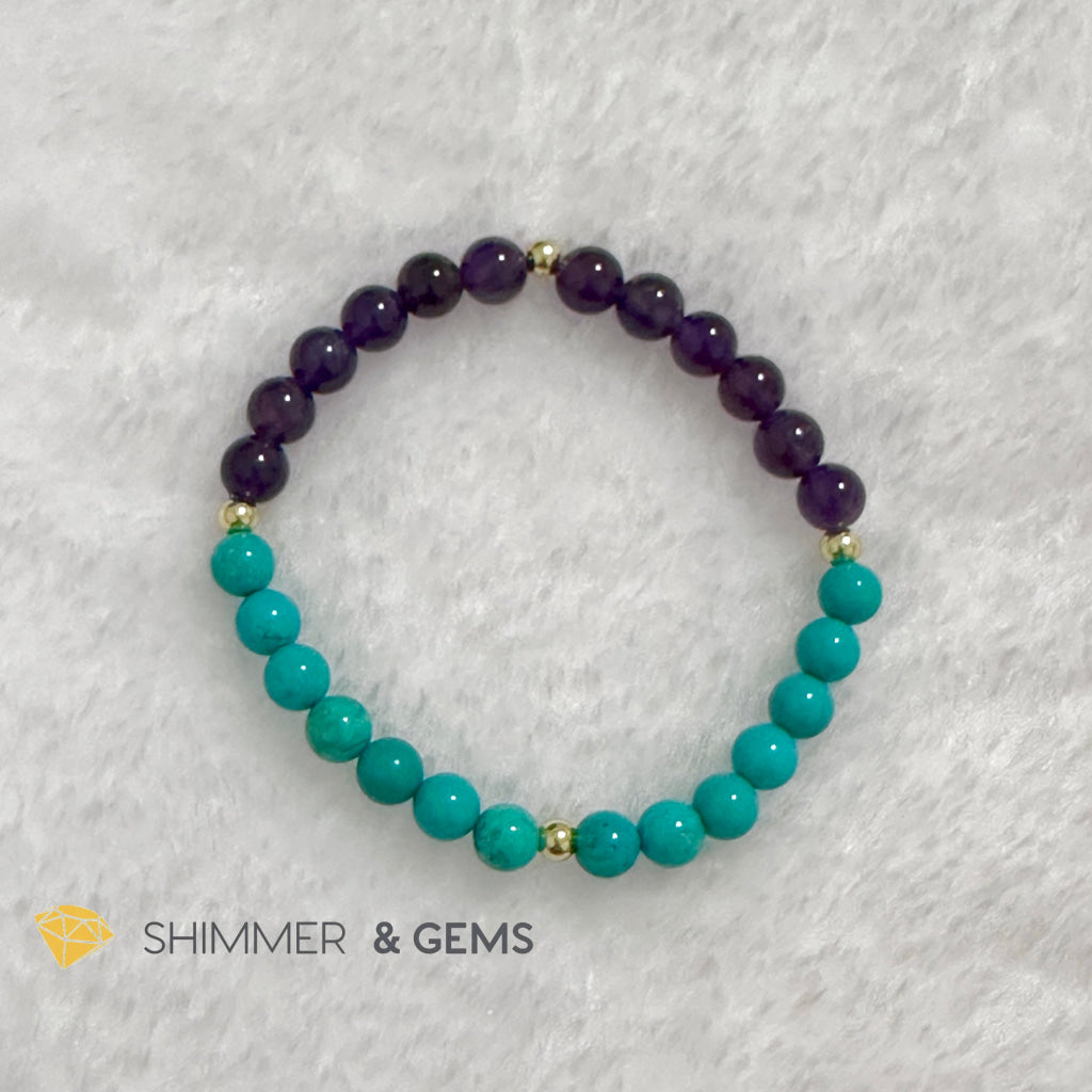 Sheep Animal Zodiac 2024 Goodluck Bracelet (Turquoise & Amethyst) Feng Shui