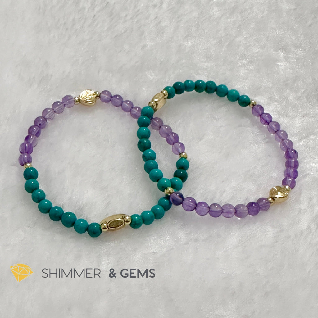 Sheep Animal Zodiac 2024 Goodluck Bracelet (Turquoise & Amethyst) Feng Shui