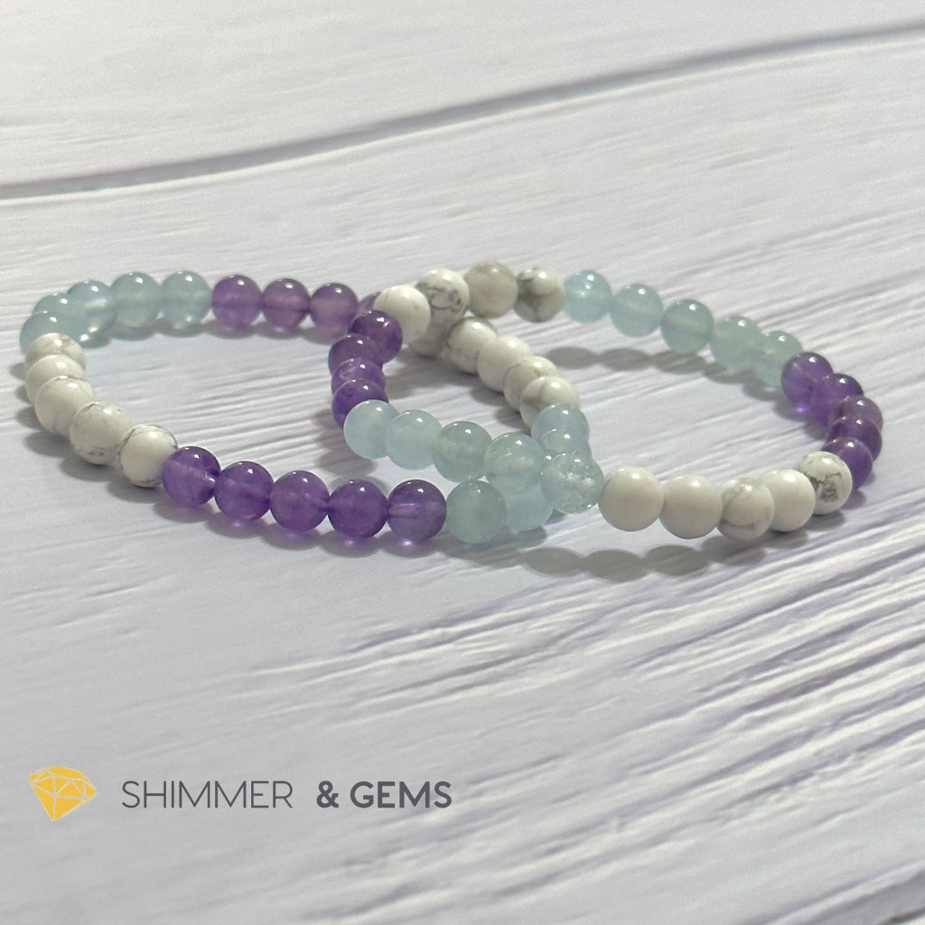 Sleep Well Remedy Bracelet (Howlite, Aquamarine & Amethyst 6mm)
