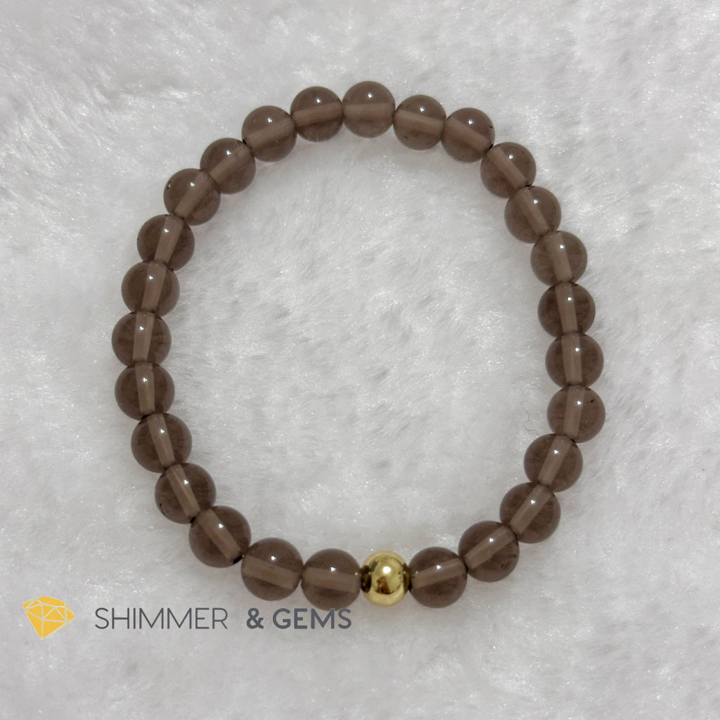 Smoky Quartz 6mm Bracelet with 14k gold filled bead