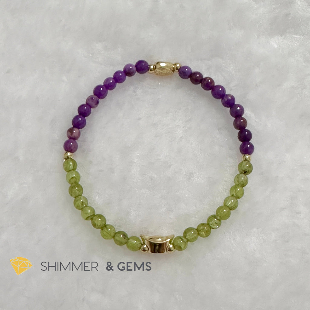 Snake Animal Zodiac 2024 Goodluck Bracelet (Purple Mica & Peridot) Feng Shui