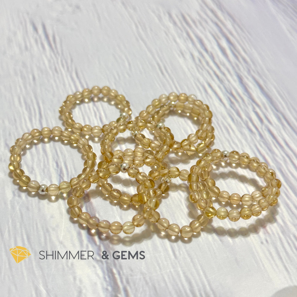 Solar Plexus Chakra Citrine 3mm Beads Ring with 925 Silver