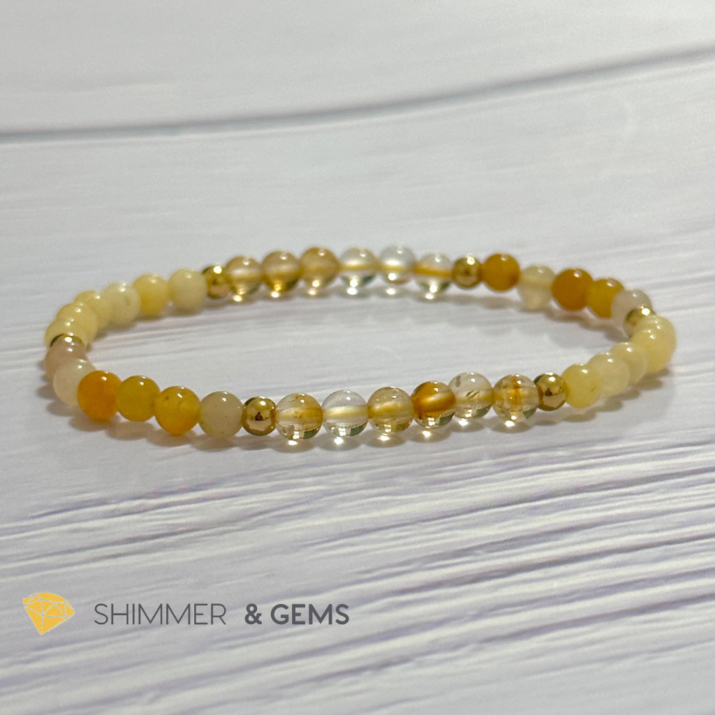 Solar Plexus Chakra Confidence Remedy Bracelet with stainless steel beads (Citrine, Yellow Jade & Honey Oynx)