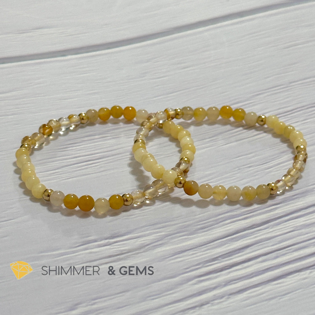 Solar Plexus Chakra Confidence Remedy Bracelet with stainless steel beads (Citrine, Yellow Jade & Honey Oynx)