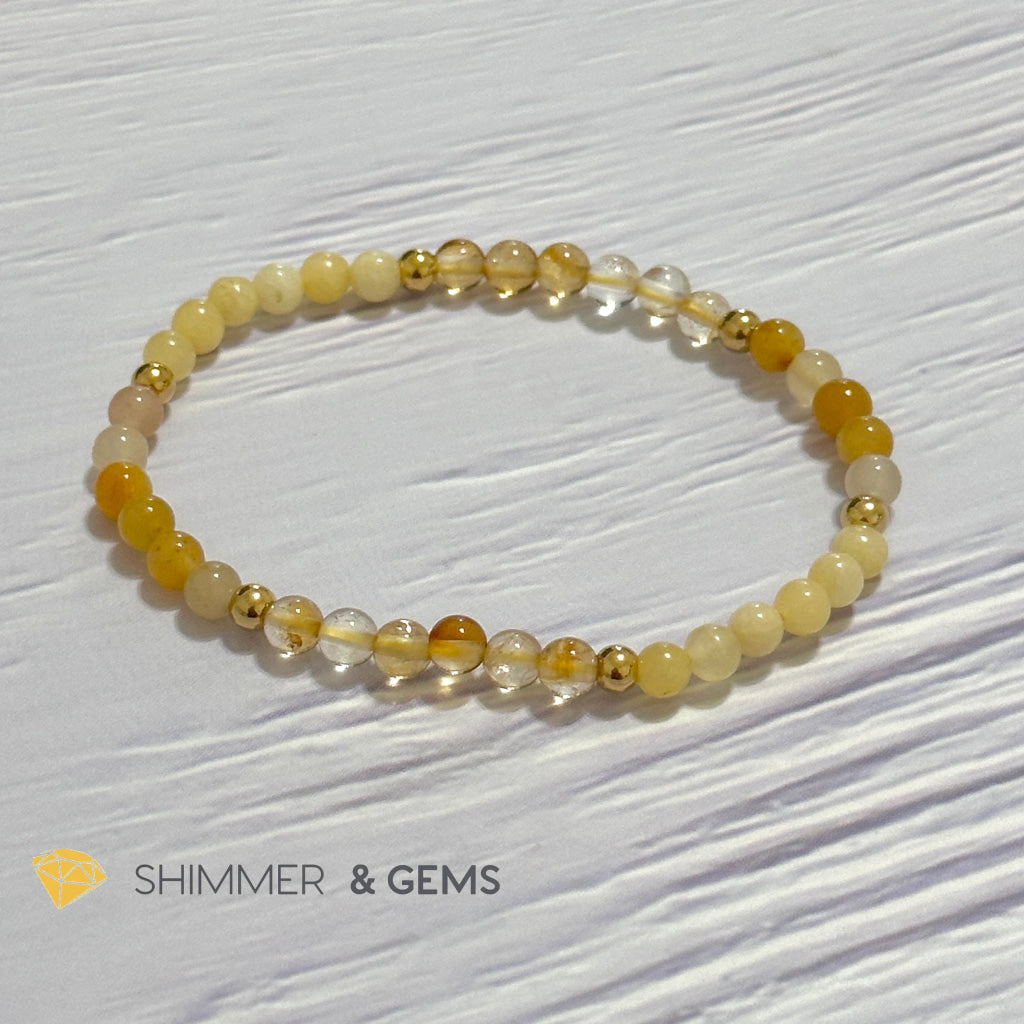 Solar Plexus Chakra Confidence Remedy Bracelet with stainless steel beads (Citrine, Yellow Jade & Honey Oynx)