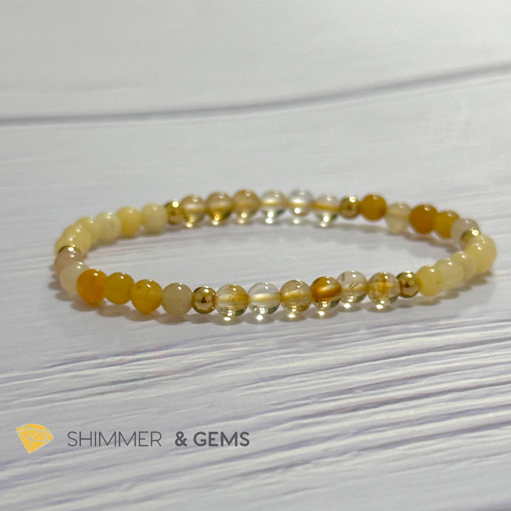 Solar Plexus Chakra Confidence Remedy Bracelet with stainless steel beads (Citrine, Yellow Jade & Honey Oynx)