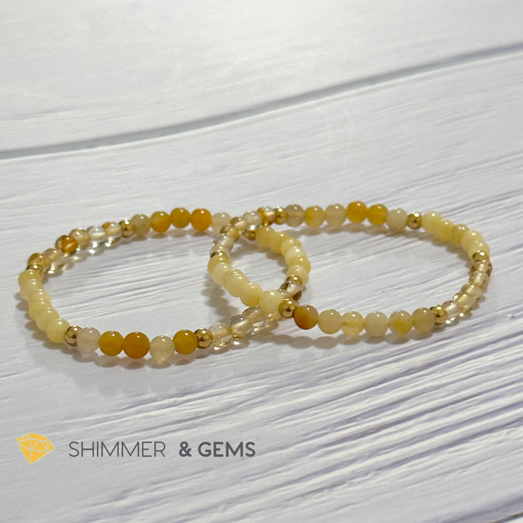 Solar Plexus Chakra Confidence Remedy Bracelet with stainless steel beads (Citrine, Yellow Jade & Honey Oynx)