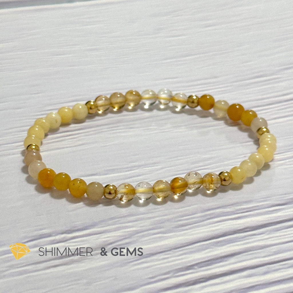 Solar Plexus Chakra Confidence Remedy Bracelet with stainless steel beads (Citrine, Yellow Jade & Honey Oynx)