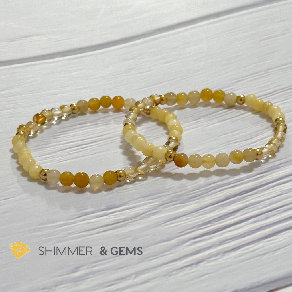 Solar Plexus Chakra Confidence Remedy Bracelet with stainless steel beads (Citrine, Yellow Jade & Honey Oynx)