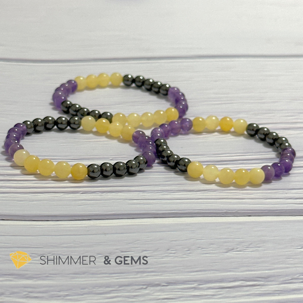 Study & Exams Remedy Bracelet (Hematite, Calcite, Amethyst 6mm)