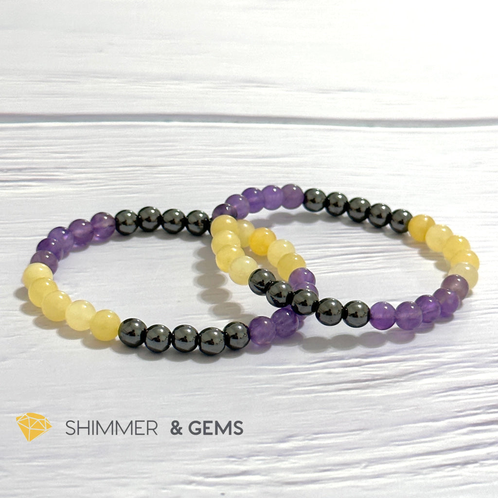 Study & Exams Remedy Bracelet (Hematite, Calcite, Amethyst 6mm)