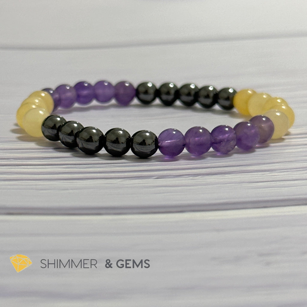 Study & Exams Remedy Bracelet (Hematite, Calcite, Amethyst 6mm)
