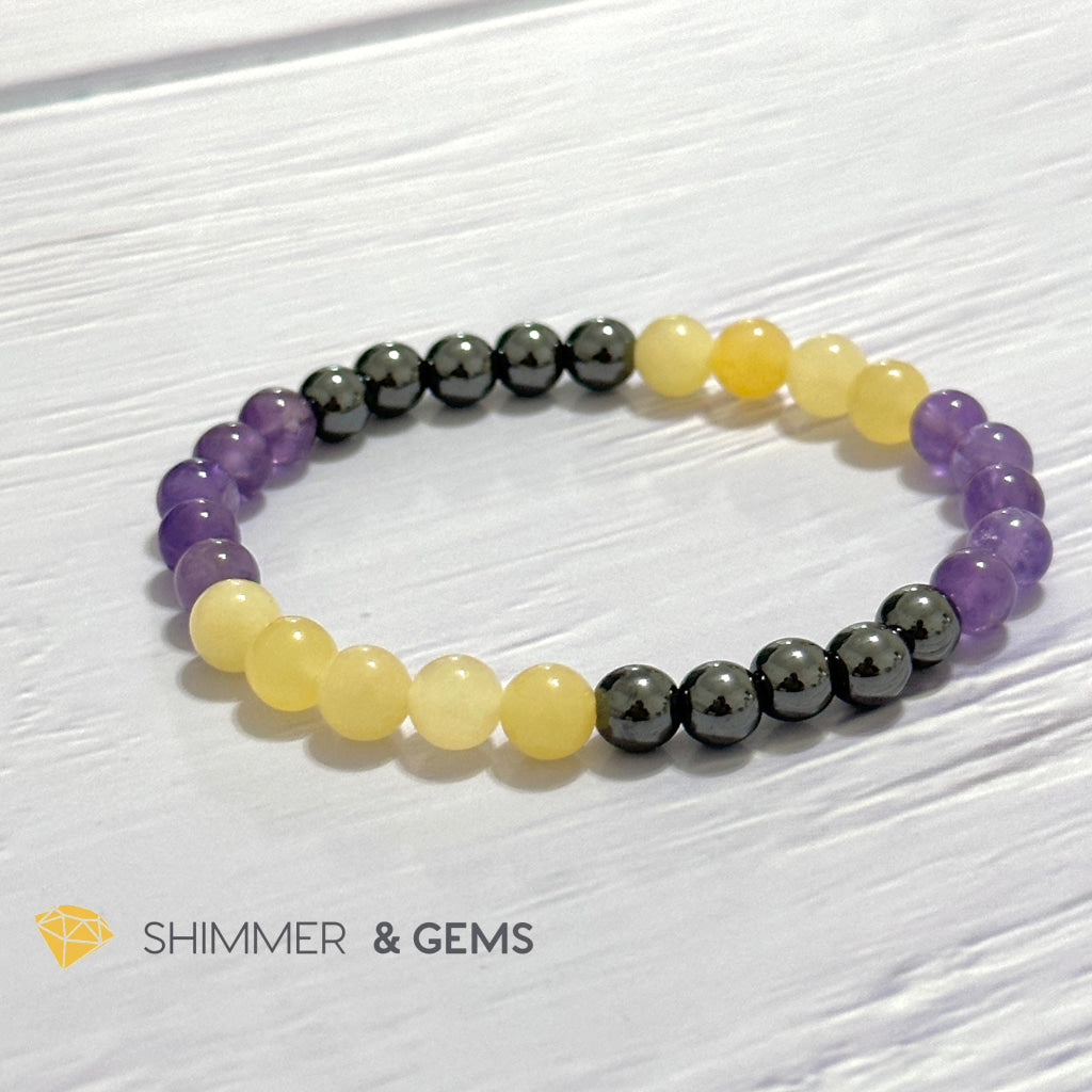 Study & Exams Remedy Bracelet (Hematite, Calcite, Amethyst 6mm)
