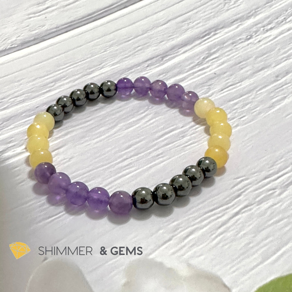 Study & Exams Remedy Bracelet (Hematite, Calcite, Amethyst 6mm)