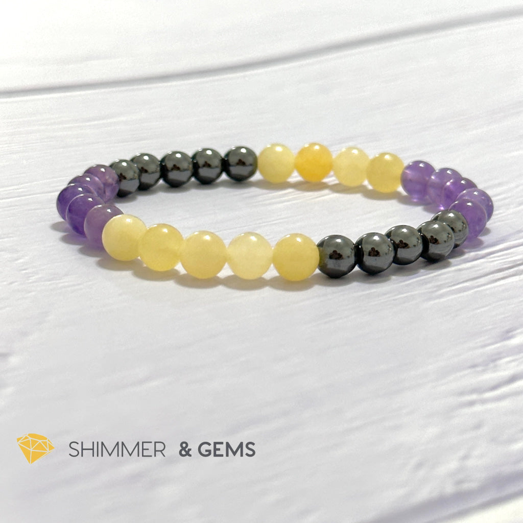 Study & Exams Remedy Bracelet (Hematite, Calcite, Amethyst 6mm)