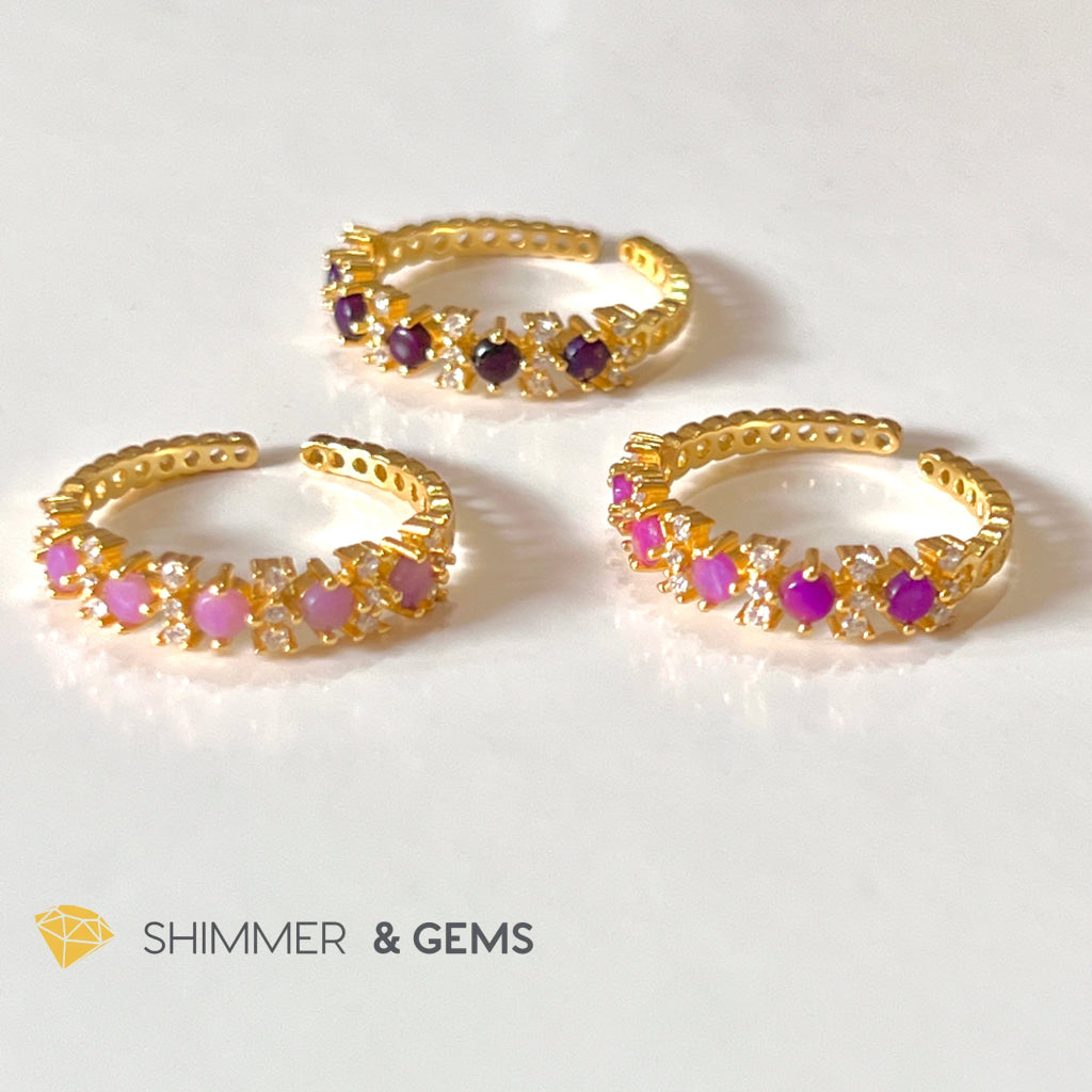 Sugilite 925 Silver Rings (Gold Electroplating) Adjustable Size