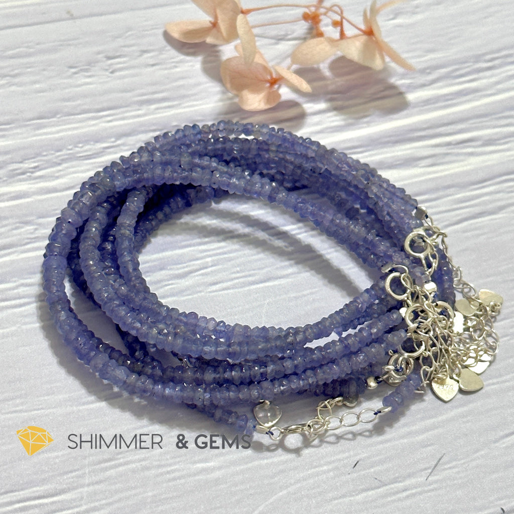 Tanzanite 925 Silver Bracelet (3-3.5mm Rondelle)