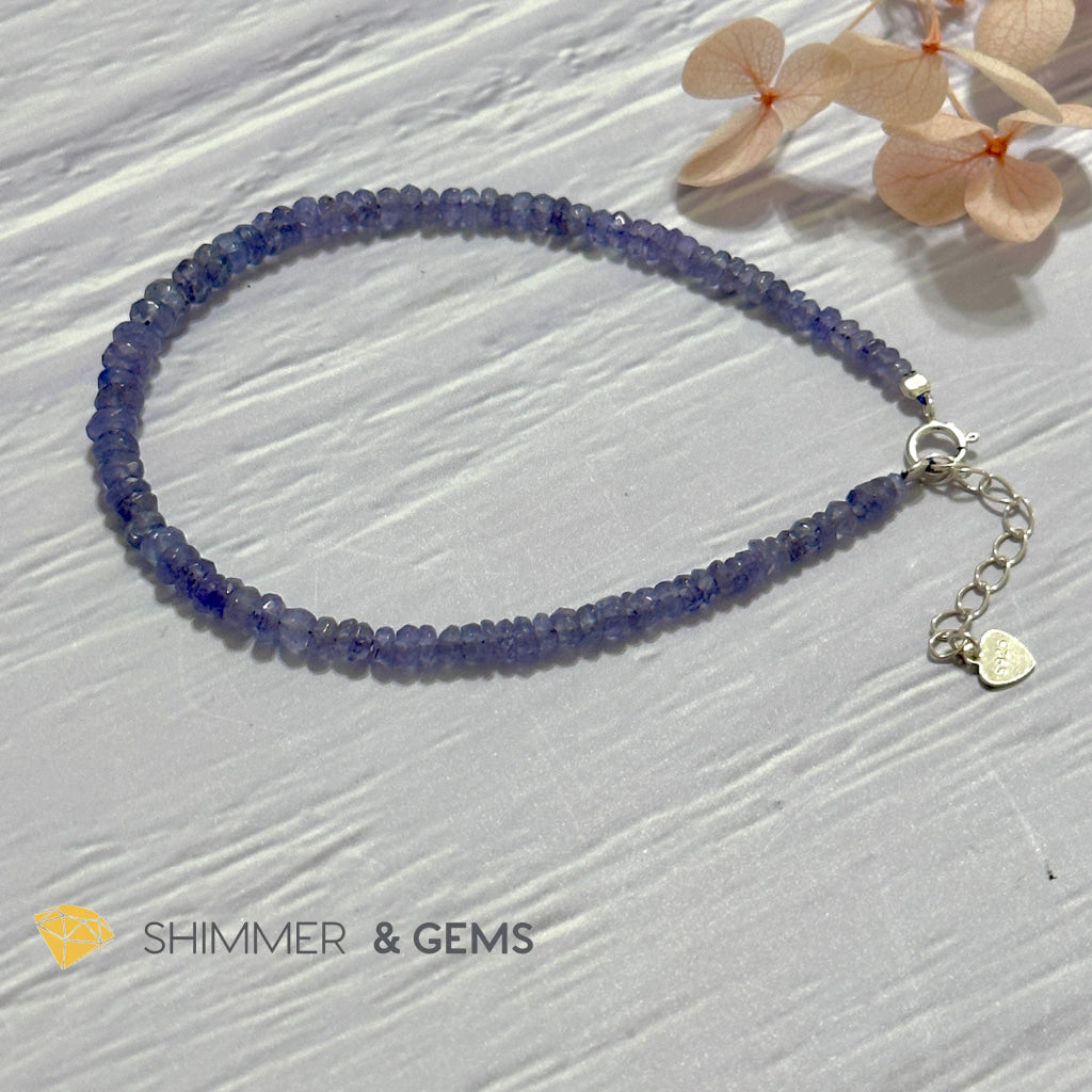 Tanzanite 925 Silver Bracelet (3-3.5mm Rondelle)