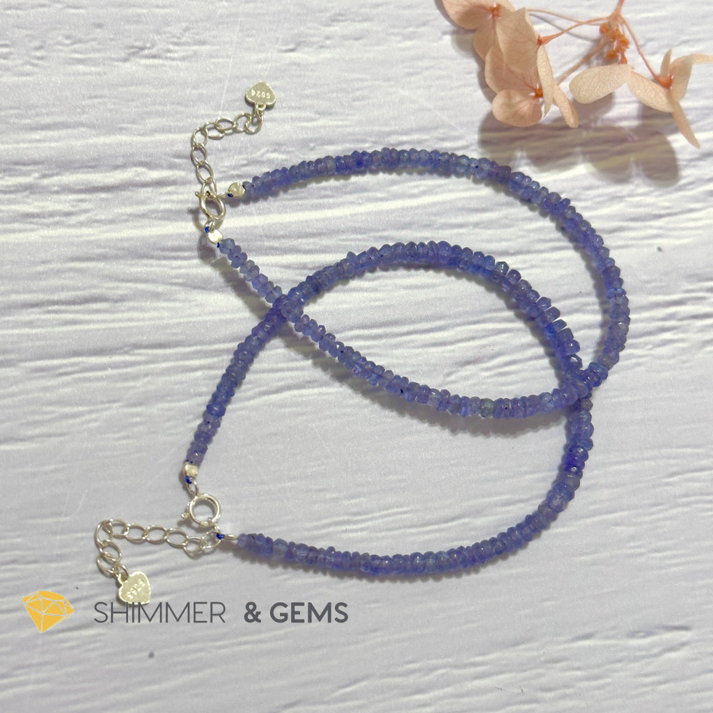 Tanzanite 925 Silver Bracelet (3-3.5mm Rondelle)