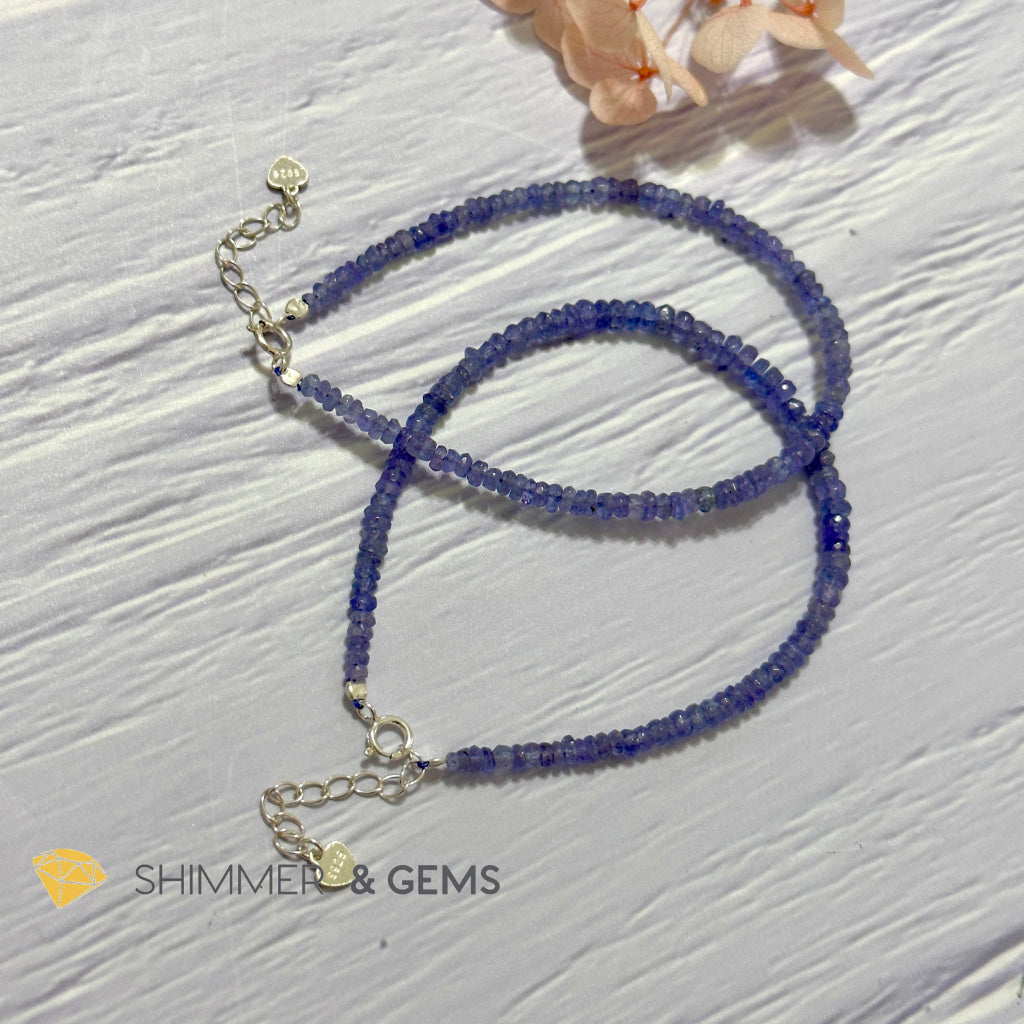 Tanzanite 925 Silver Bracelet (3-3.5mm Rondelle)