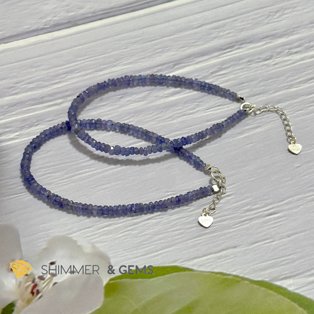 Tanzanite 925 Silver Bracelet (3-3.5mm Rondelle)