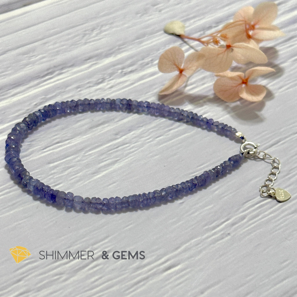Tanzanite 925 Silver Bracelet (3-3.5mm Rondelle)