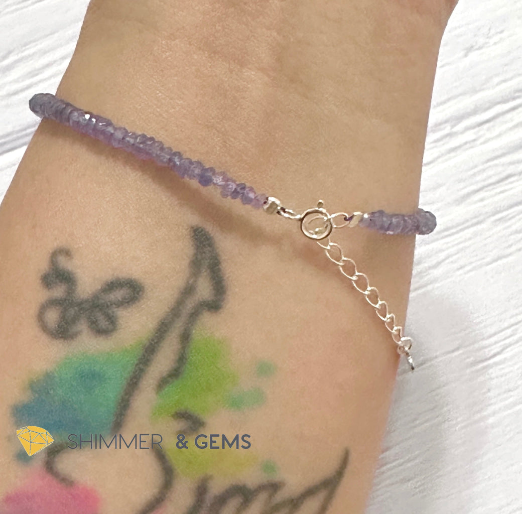 Tanzanite 925 Silver Bracelet (3-3.5mm Rondelle)