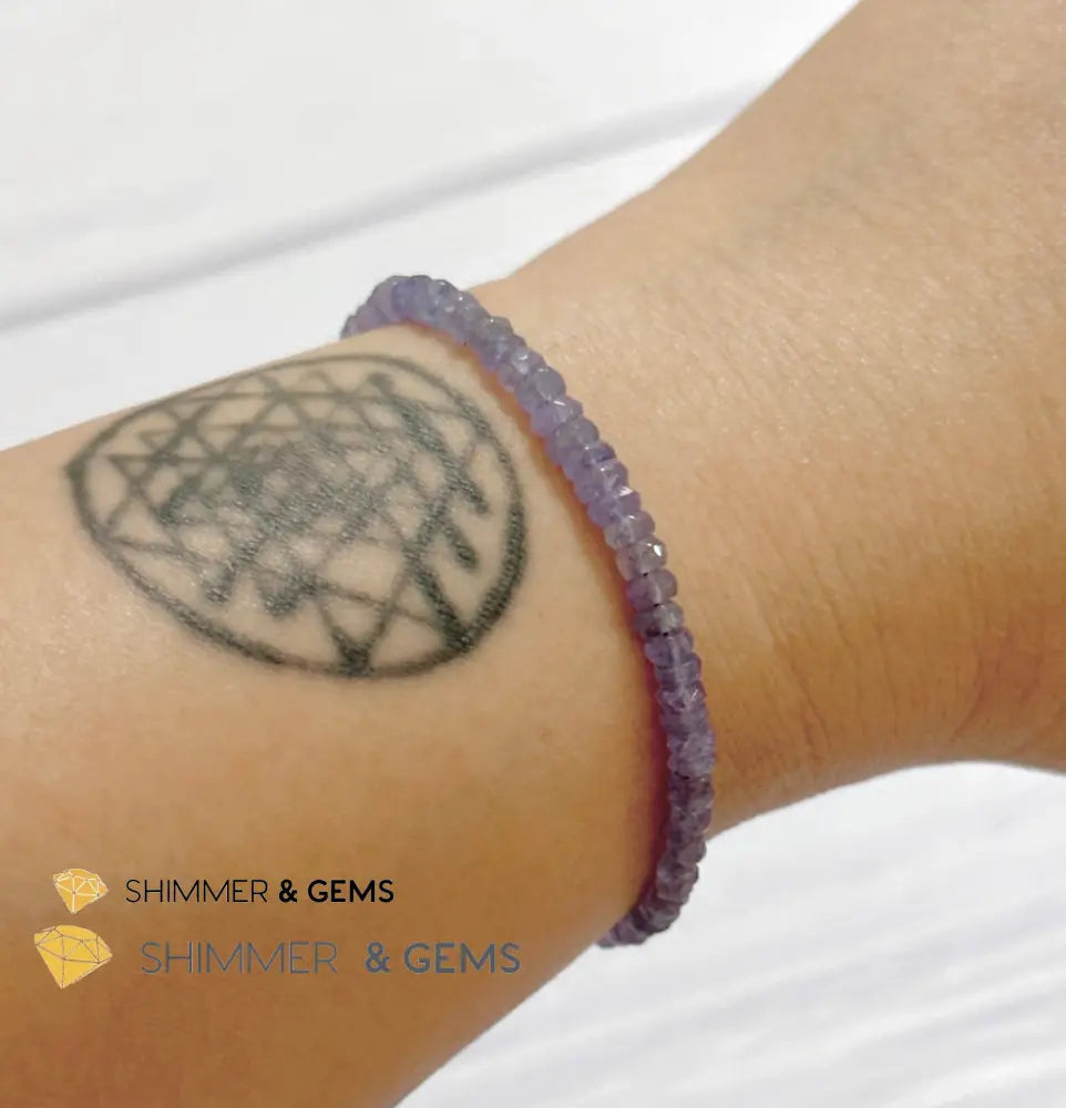 Tanzanite 925 Silver Bracelet (3-3.5mm Rondelle) Adjustable Size