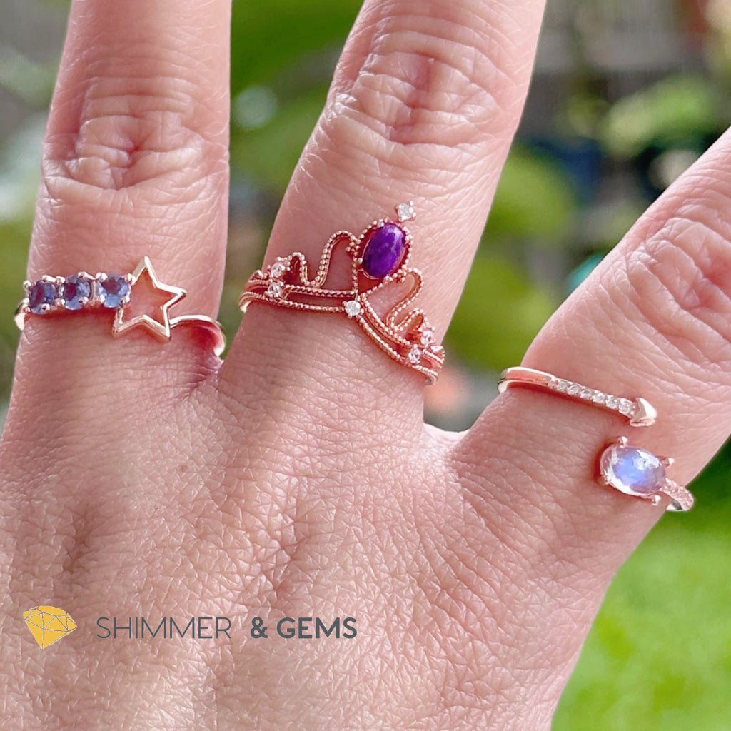 Tanzanite Star 925 Silver Rose Gold Ring