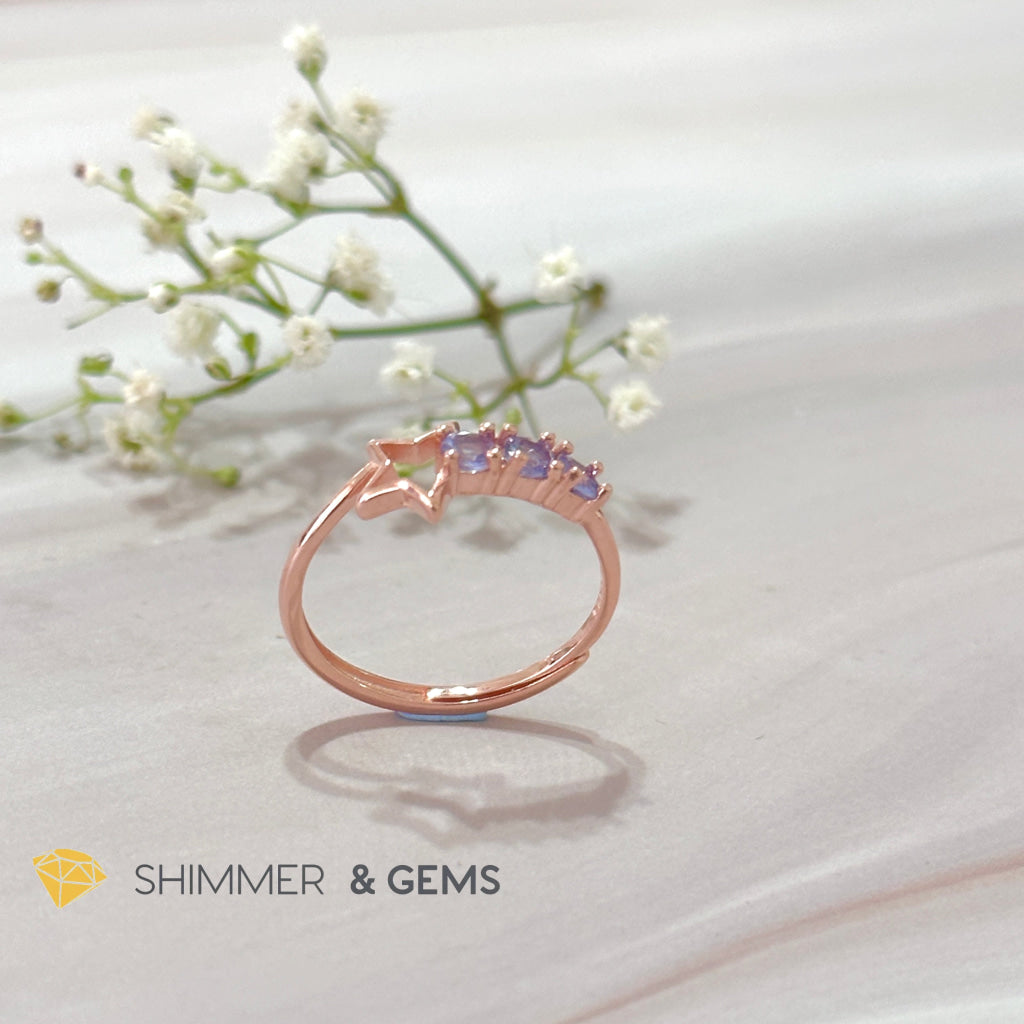 Tanzanite Star 925 Silver Rose Gold Ring