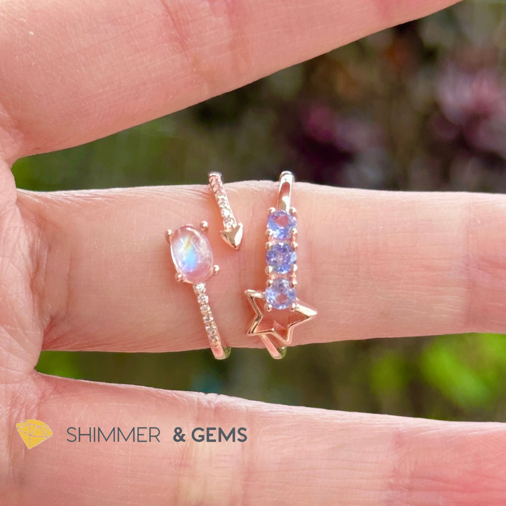 Tanzanite Star 925 Silver Rose Gold Ring