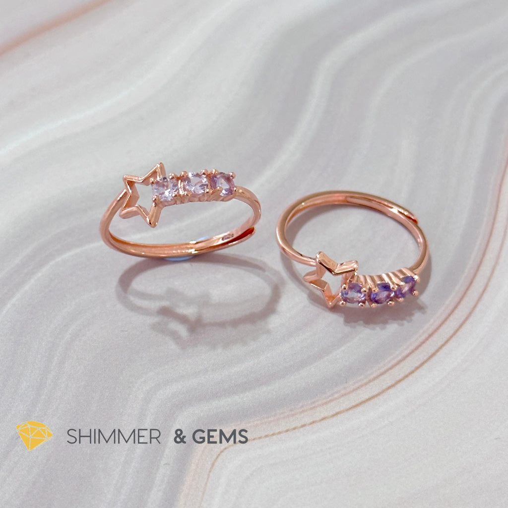 Tanzanite Star 925 Silver Rose Gold Ring
