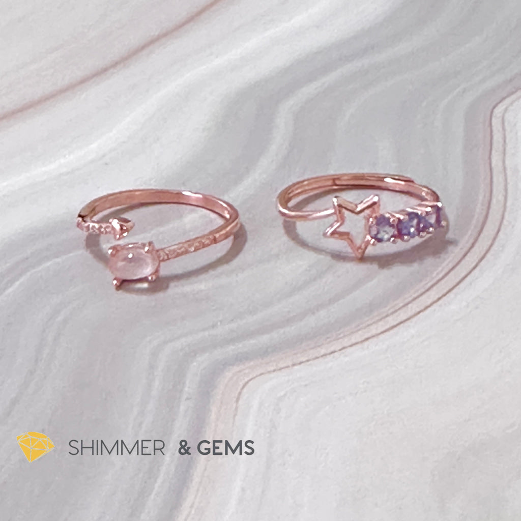 Tanzanite Star 925 Silver Rose Gold Ring