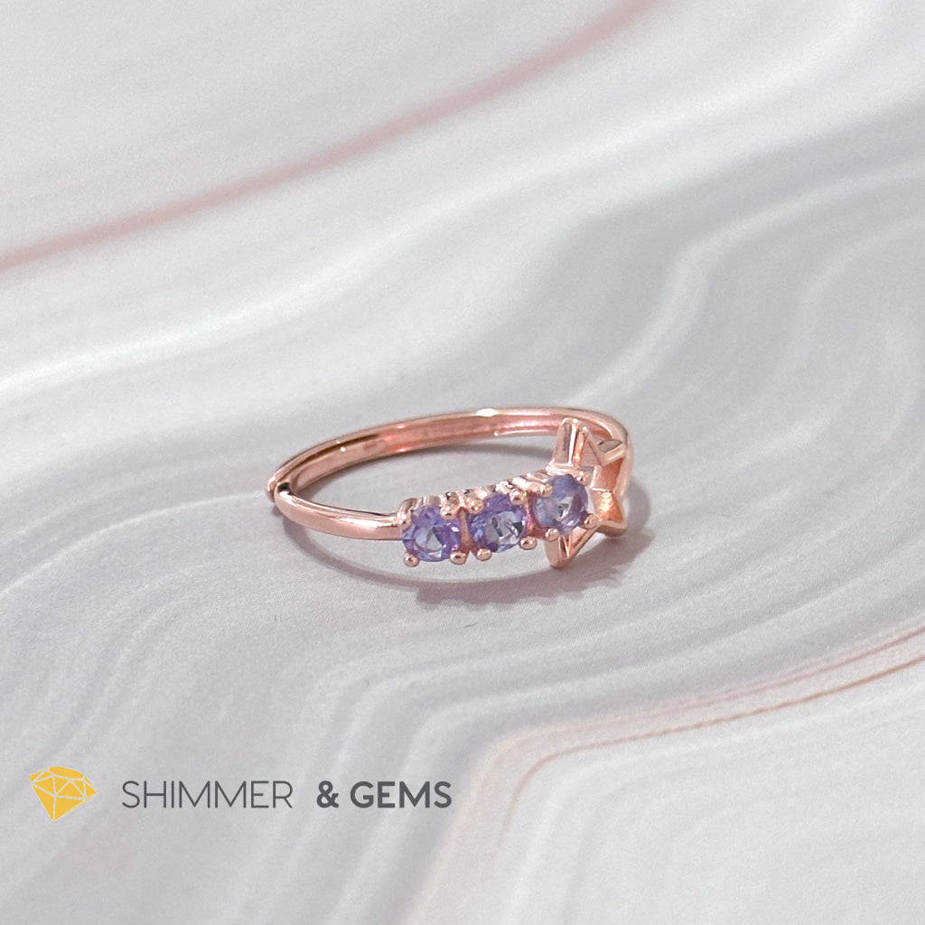 Tanzanite Star 925 Silver Rose Gold Ring