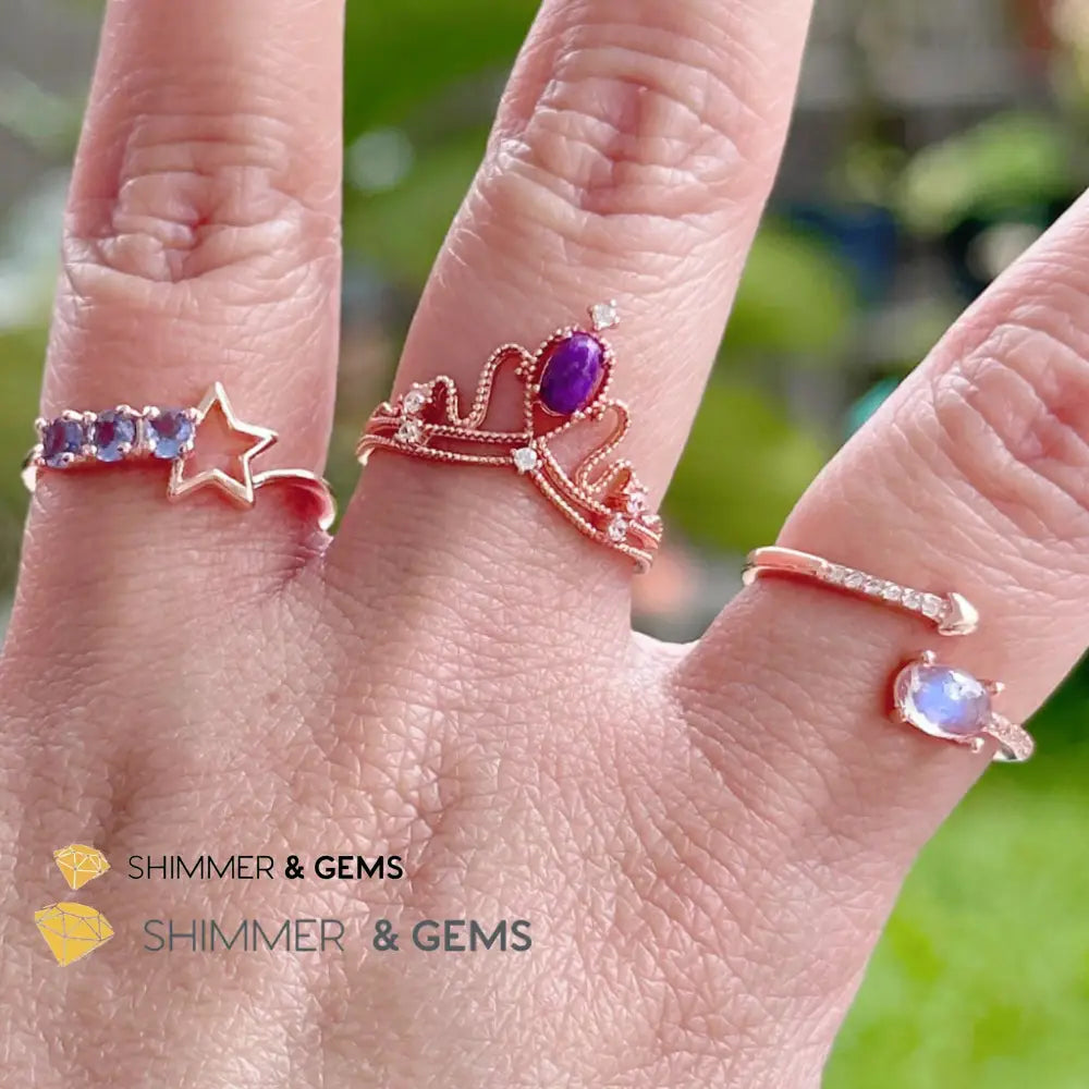 Tanzanite Star 925 Silver Rose Gold Ring