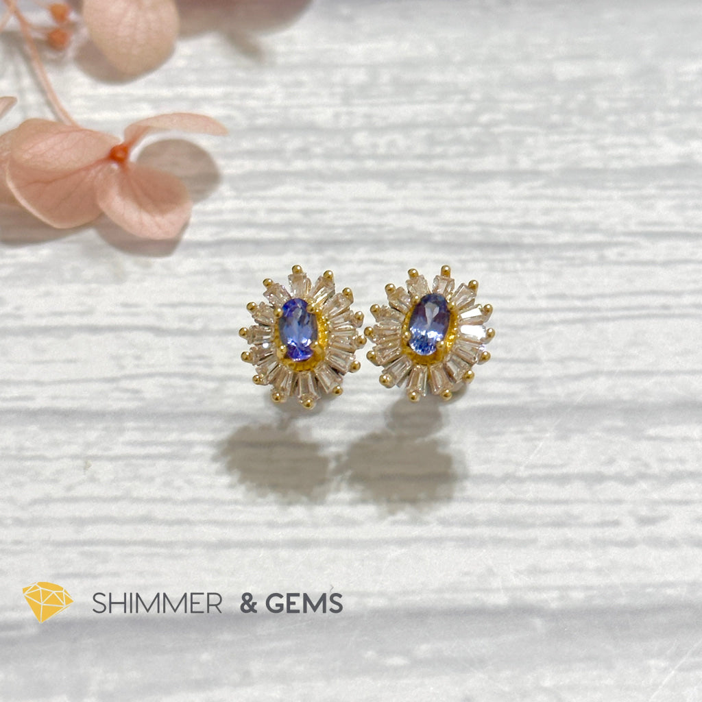 Tanzanite with Zirconia 925 Silver Earrings