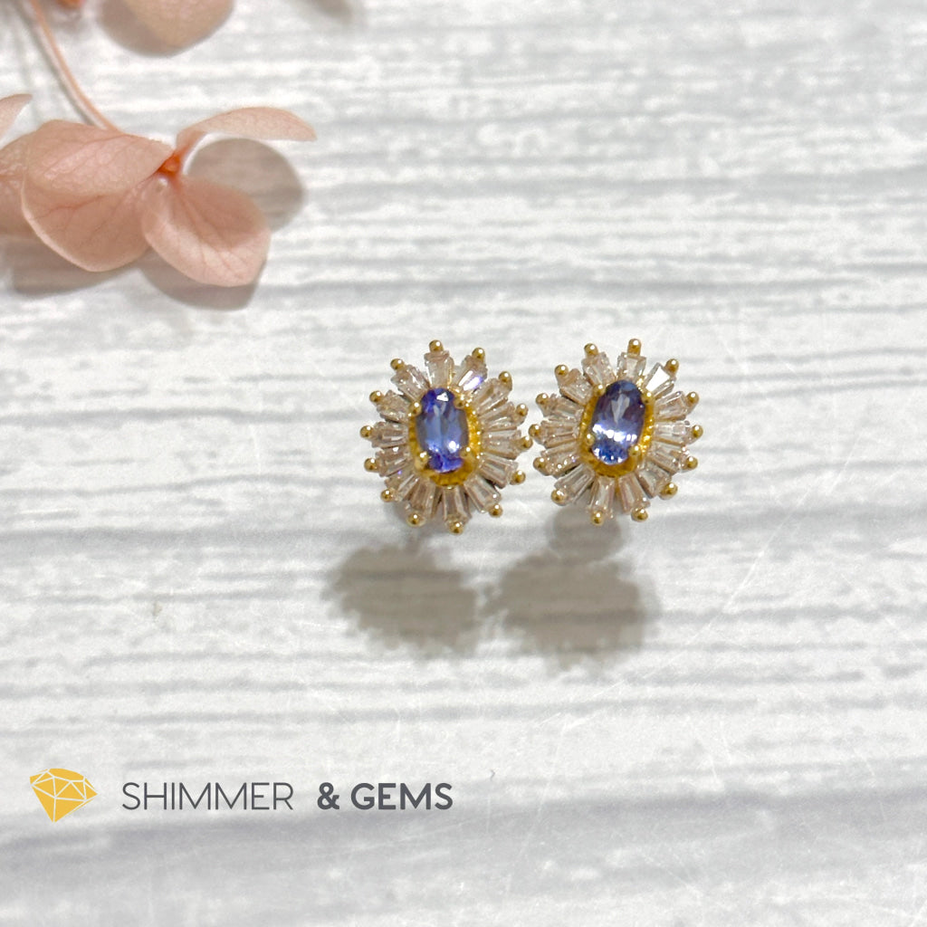Tanzanite with Zirconia 925 Silver Earrings