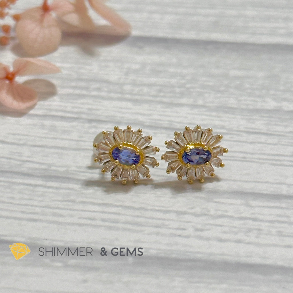 Tanzanite with Zirconia 925 Silver Earrings