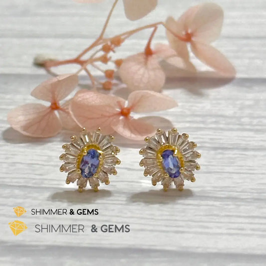 Tanzanite with Zirconia 925 Silver Earrings Per Pair Earrings