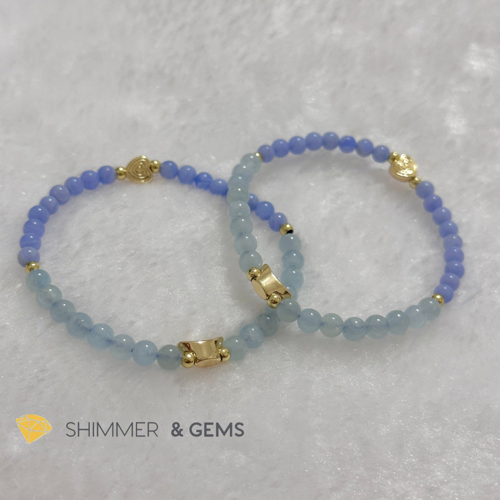 Tiger Animal Zodiac 2024 Goodluck Bracelet (Chalcedony & Aquamarine) Feng Shui
