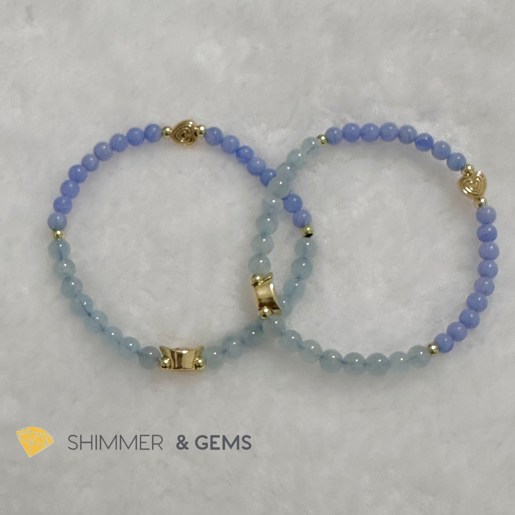 Tiger Animal Zodiac 2024 Goodluck Bracelet (Chalcedony & Aquamarine) Feng Shui