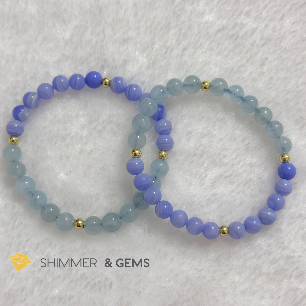 Tiger Animal Zodiac 2024 Goodluck Bracelet (Chalcedony & Aquamarine) Feng Shui
